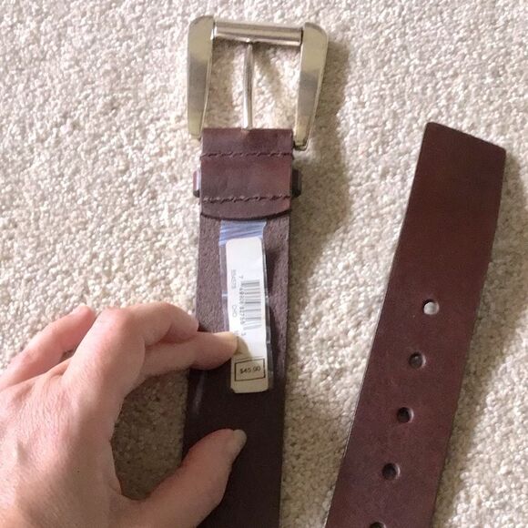 Michael Kors Diamond Studded Buckle Brown Leather Belt - Picture 4 of 5